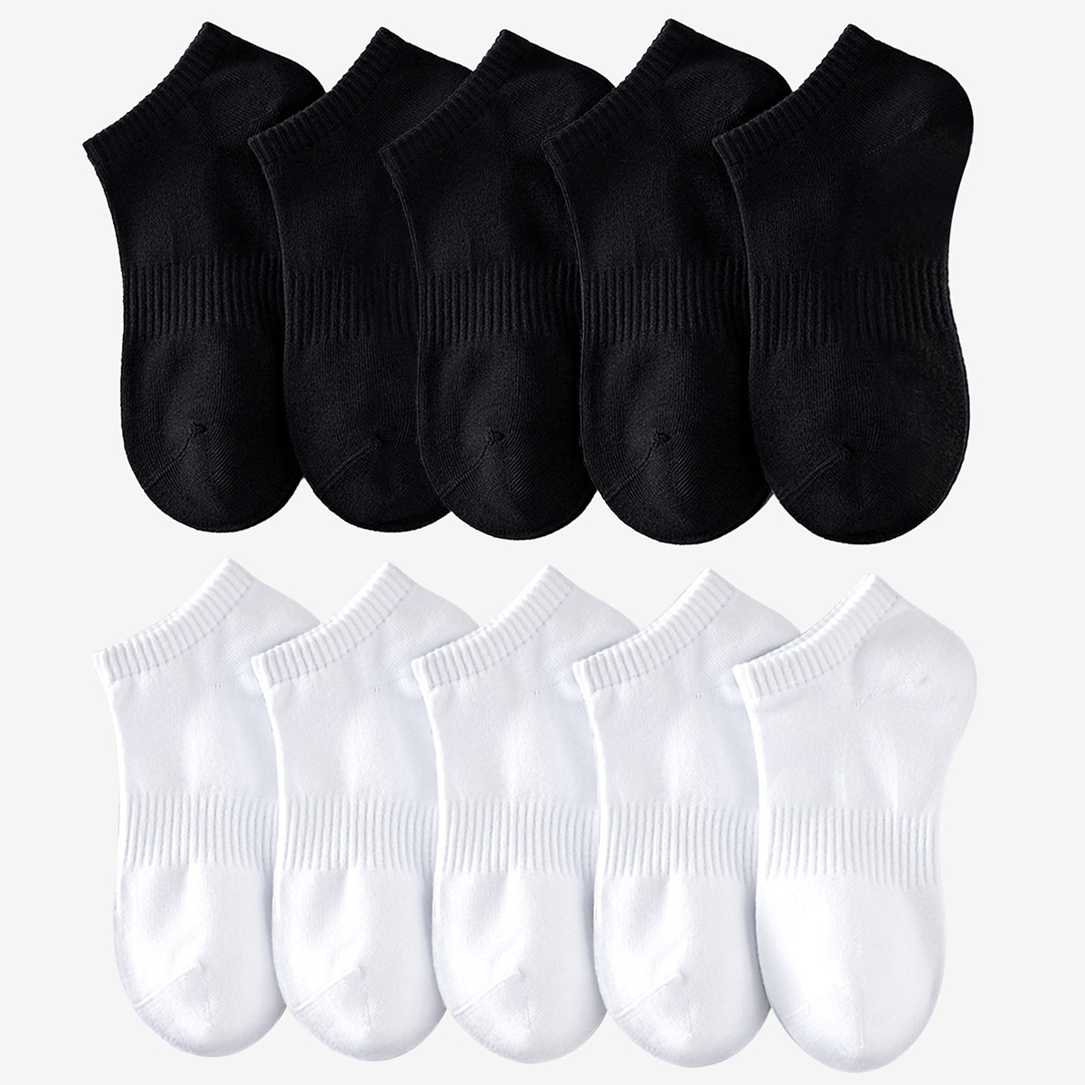 Ankle Sock Low Cut - 1/5 paires unisexe blanc et noir